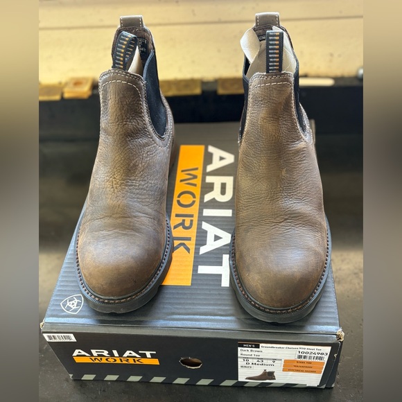 Ariat® Men's Groundbreaker Chelsea H20 Steel Toe Brown Boots 10024983 Size10D